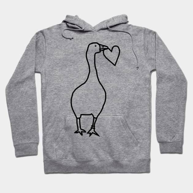 Goose Steals Heart Line Drawing Valentines Day Hoodie by ellenhenryart